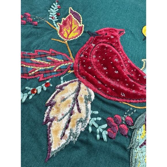 Bobbie Brooks Woman Embroidered Cardinals Button Up Shirt 18W/20W Green Birds - Picture 2 of 10